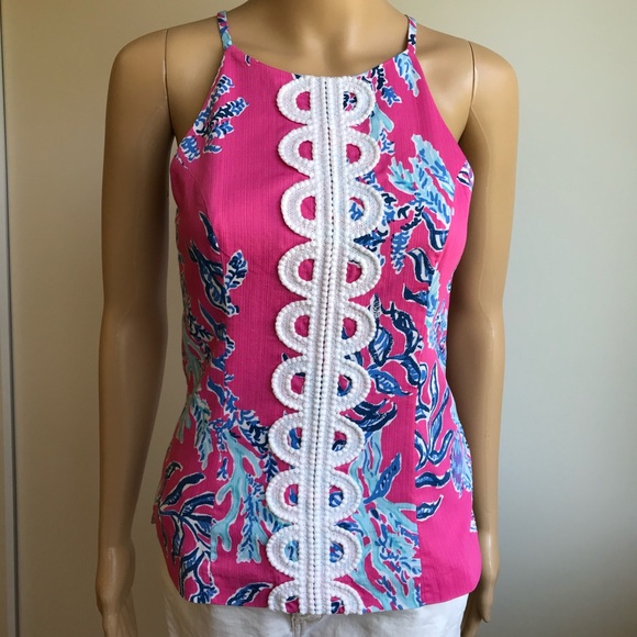 Reposted New WOT Lilly Pulitzer Annabelle samba capri pink coral top - Picture 2 of 12